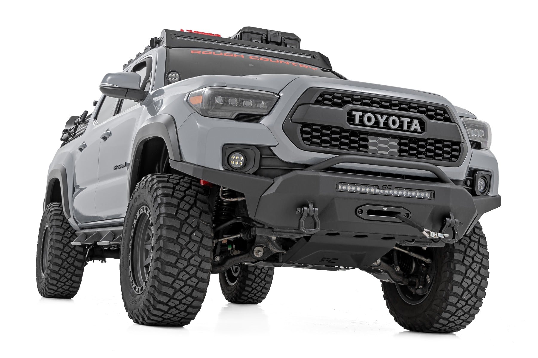 LED Fog Light Kit 3.5 Inch Round Black Series Amber DRL Toyota Tacoma (16-23) Rough Country-3