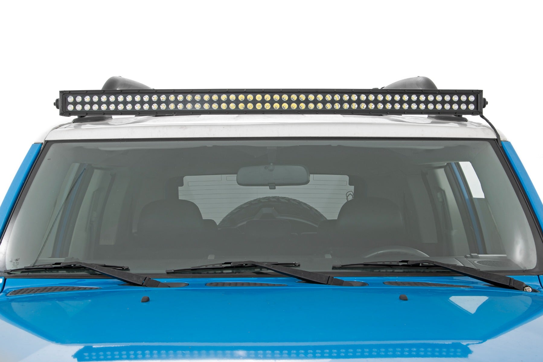 Rough Country LED Light Windshield Kit 50 Inch Curved Dual Row Black Series 07-14 Toyota FJ Cruiser Rough Country
