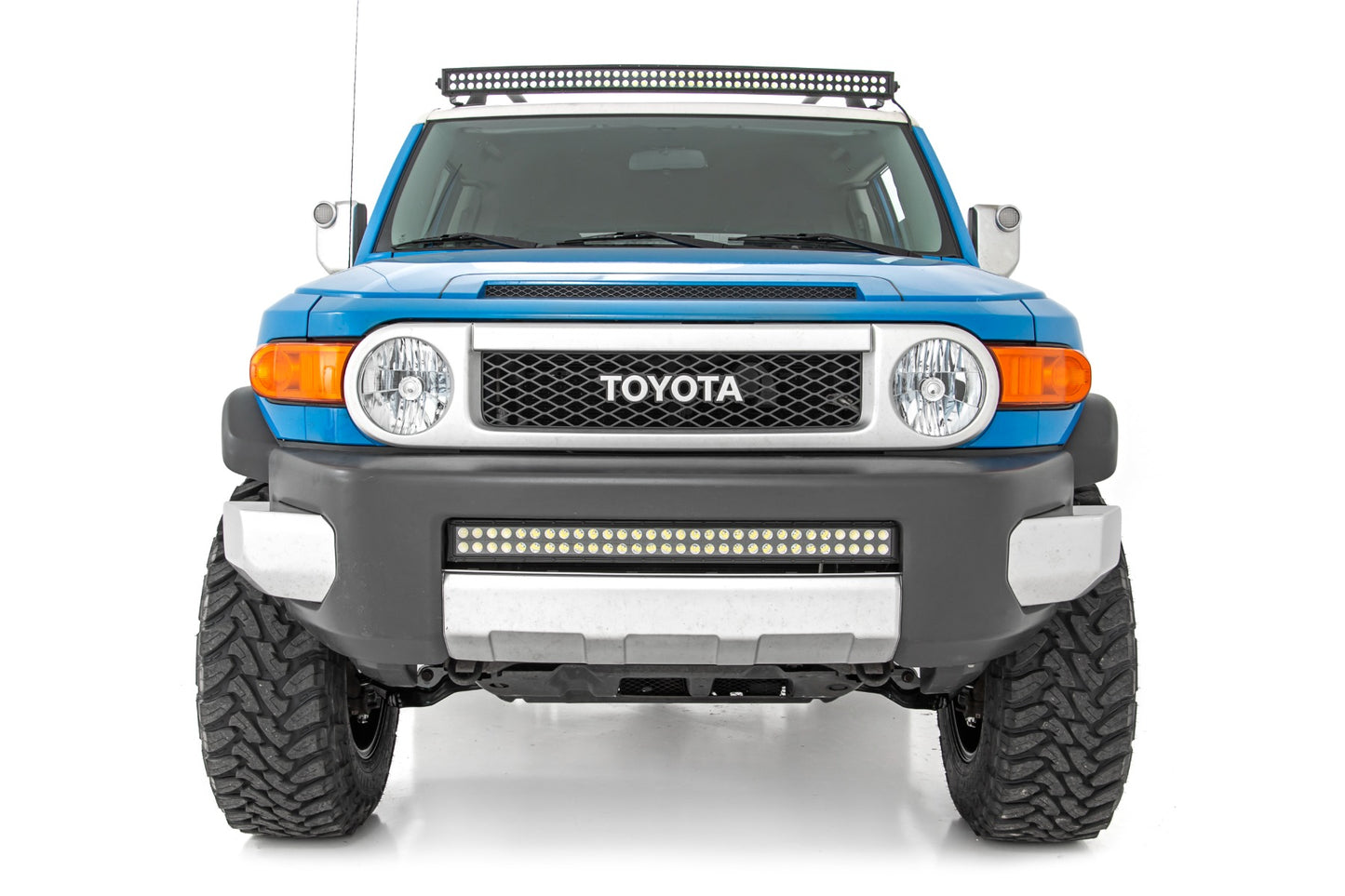 Rough Country LED Light Windshield Kit 50 Inch Curved Dual Row Chrome Series with White DRL 07-14 FJ Cruiser Rough Country