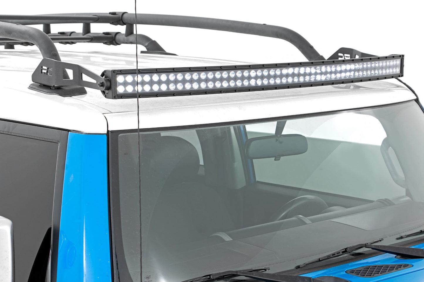 Rough Country LED Light Windshield Kit 50 Inch Curved Single Row Black Series 07-14 FJ Cruiser Rough Country