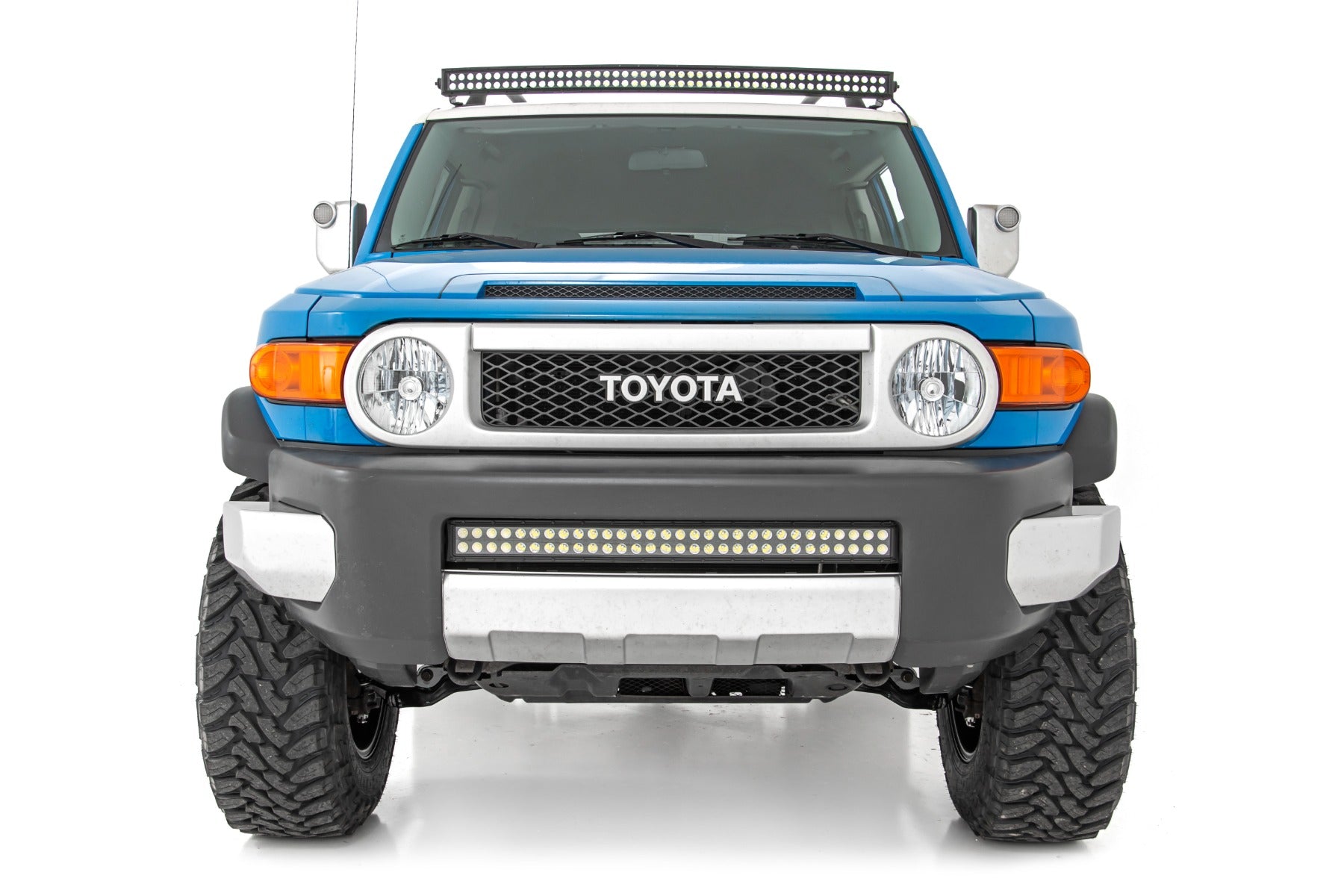 LED Light Windshield Kit 50 Inch Curved Single Row Black Series 07-14 FJ Cruiser Rough Country-3