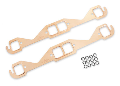 Copper Seal Header Gaskets Port Size 1.45 x 1.55 Fits 1955-1991 Chevrolet 262-400 Gen I Small Block Rectangular Ports Mr Gasket-1