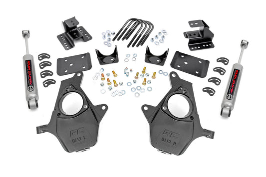 Rough Country 2 Inch Front Lowering Kit 4 Inch Rear Lowering Alum/Stamped Knuckle 14-18 Chevy/GMC 1500 Rough Country