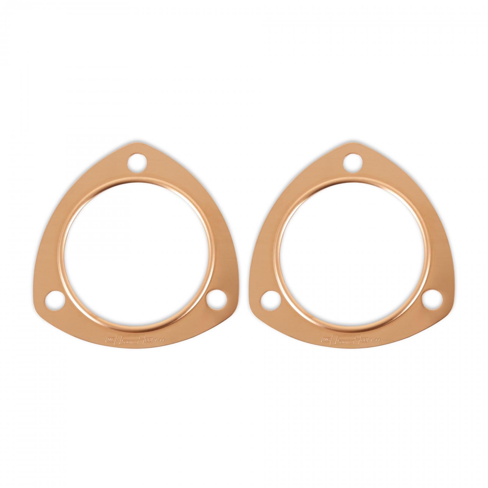 Copper Seal Collector Gaskets Pair 3-Bolt Round Header Collectors Mr Gasket-1