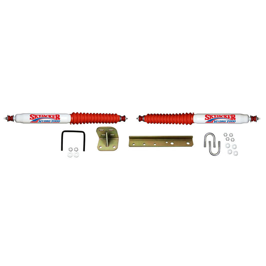 Steering Stabilizer Dual Kit 55-58 Jeep Willys 59-60 Jeep CJ6 59-60 Jeep CJ5 66-75 Jeep CJ6 66-83 Jeep CJ5 66 Jeep CJ3 76-86 Jeep CJ7 81-85 Jeep Scrambler 87-95 Jeep Wrangler Skyjacker