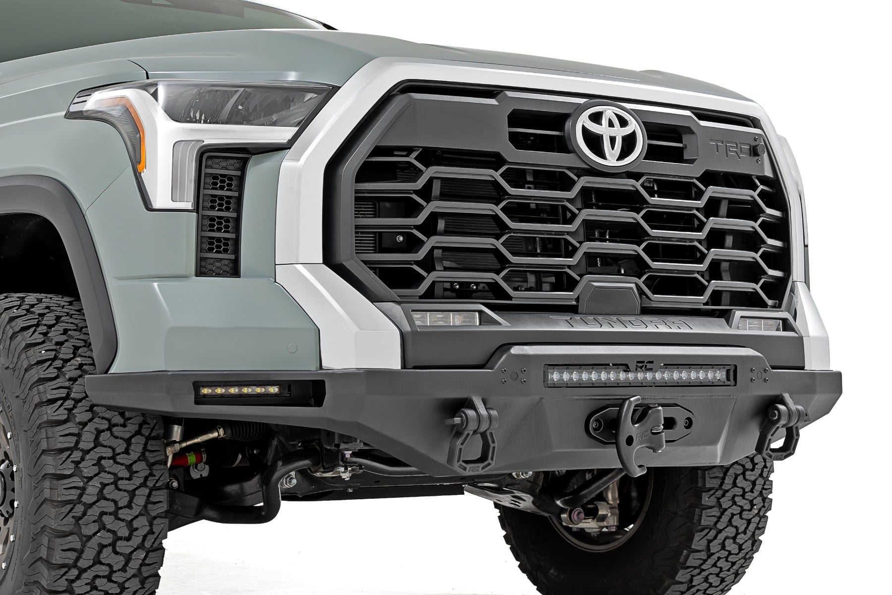 Hybrid Front Bumper 12000S Black LED w/ Amber DRL Toyota Tundra (22-26) Rough Country-2