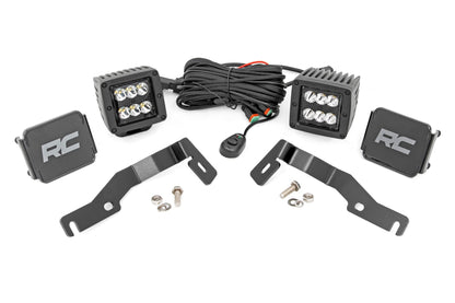 LED Light Kit Ditch Mount 2 Inch Black Pair Spot Toyota Tacoma (24-26) Rough Country-1