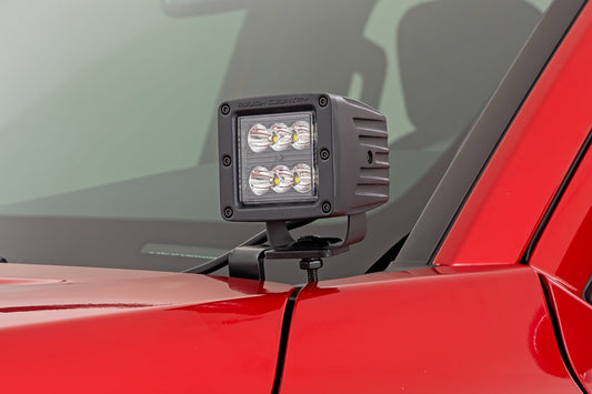 LED Light Kit Ditch Mount 2 Inch Black Pair Flood Toyota Tacoma (24-26) Rough Country