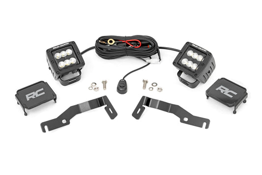 LED Light Kit Ditch Mount 2 Inch Black Pair Flood Toyota Tacoma (24-26) Rough Country-1