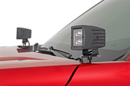 LED Light Kit Ditch Mount 2 Inch Black Pair Flood Toyota Tacoma (24-26) Rough Country-3