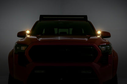 LED Light Kit Ditch Mount 2 Inch Black Pair Amber DRL Toyota Tacoma (24-26) Rough Country-5