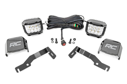 LED Light Kit Ditch Mount 3 Inch OSRAM Wide Toyota Tacoma 2WD/4WD (24-26) Rough Country