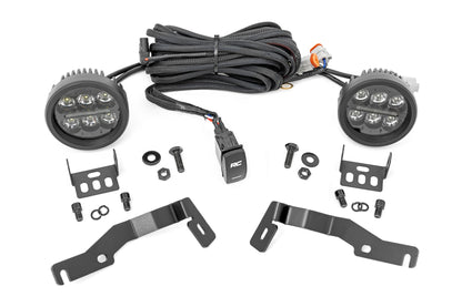 LED Light Kit Ditch Mount Black Series Round 3.5 Inch Amber DRL Toyota Tacoma (24-26) Rough Country-1