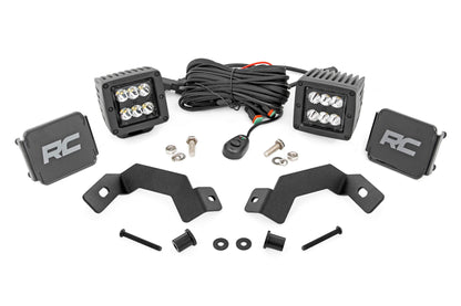 LED Light Kit Ditch Mount 2 Inch Black Pair Spot Toyota Land Cruiser (24-26) Rough Country