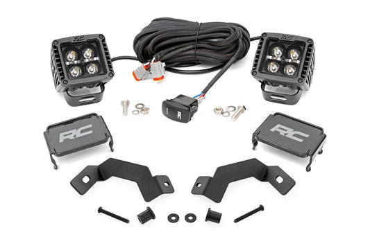 LED Light Kit Ditch Mount 2 Inch Black Pair Amber DRL Toyota Land Cruiser (24-26) Rough Country