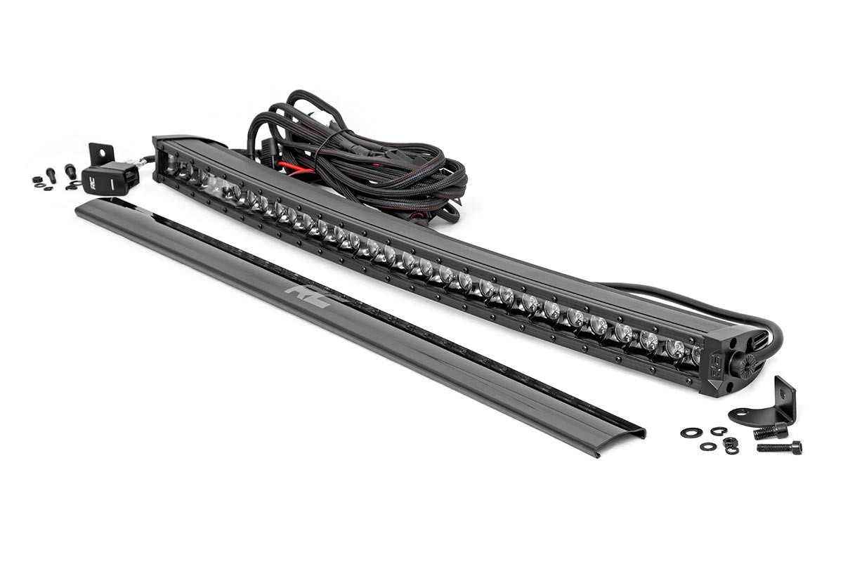 Rough Country 30 Inch Curved CREE LED Light Bar Single Row Black Series w/Cool White DRL Rough Country