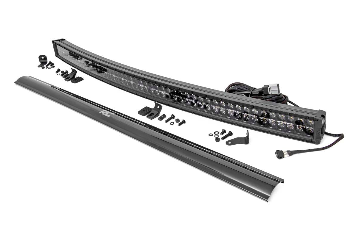 Rough Country Curved Cree LED Light Bar 50 Inch Dual Row Black Series w/Cool White DRL Rough Country