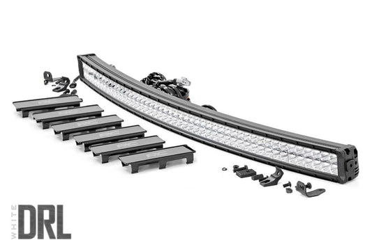 Rough Country 50 Inch LED Light Bar Curved Dual Row Chrome Series with White DRL Rough Country