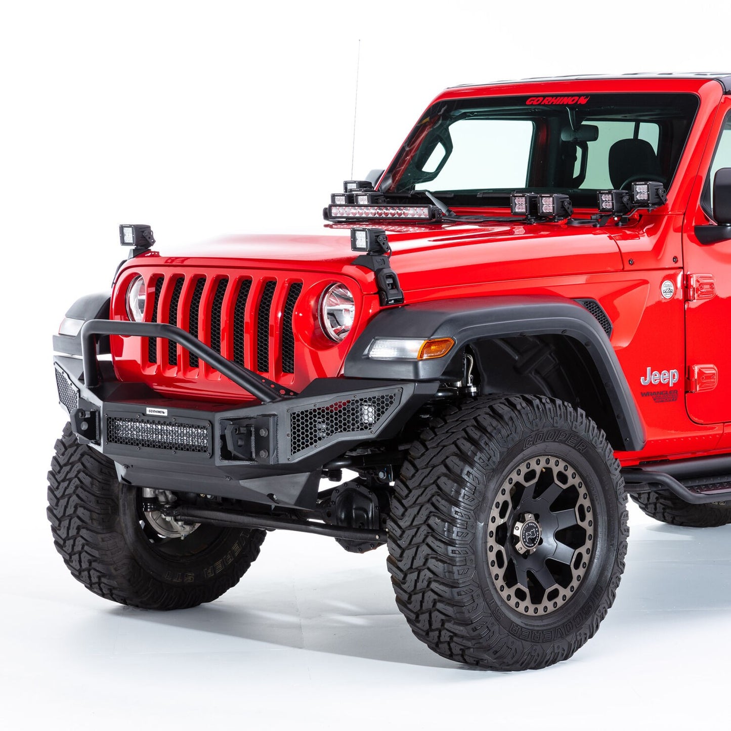 XE Hood Latch Light Mount Textured Black 2018-2026 Jeep Wrangler JL 2020-2025 Jeep Gladiator Go Rhino-1