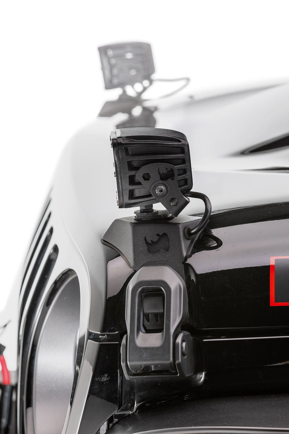 XE Hood Latch Light Mount Textured Black 2018-2026 Jeep Wrangler JL 2020-2025 Jeep Gladiator Go Rhino-6