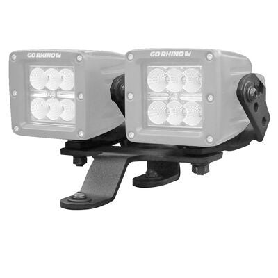 XE Windshield Cowl Light Mount For 3 Inch X 3 Inch Industry Standard Dual Cubes LED Textured Black 2018-2026 Jeep Wrangler JL 2020-2025 Jeep Gladiator Go Rhino-4