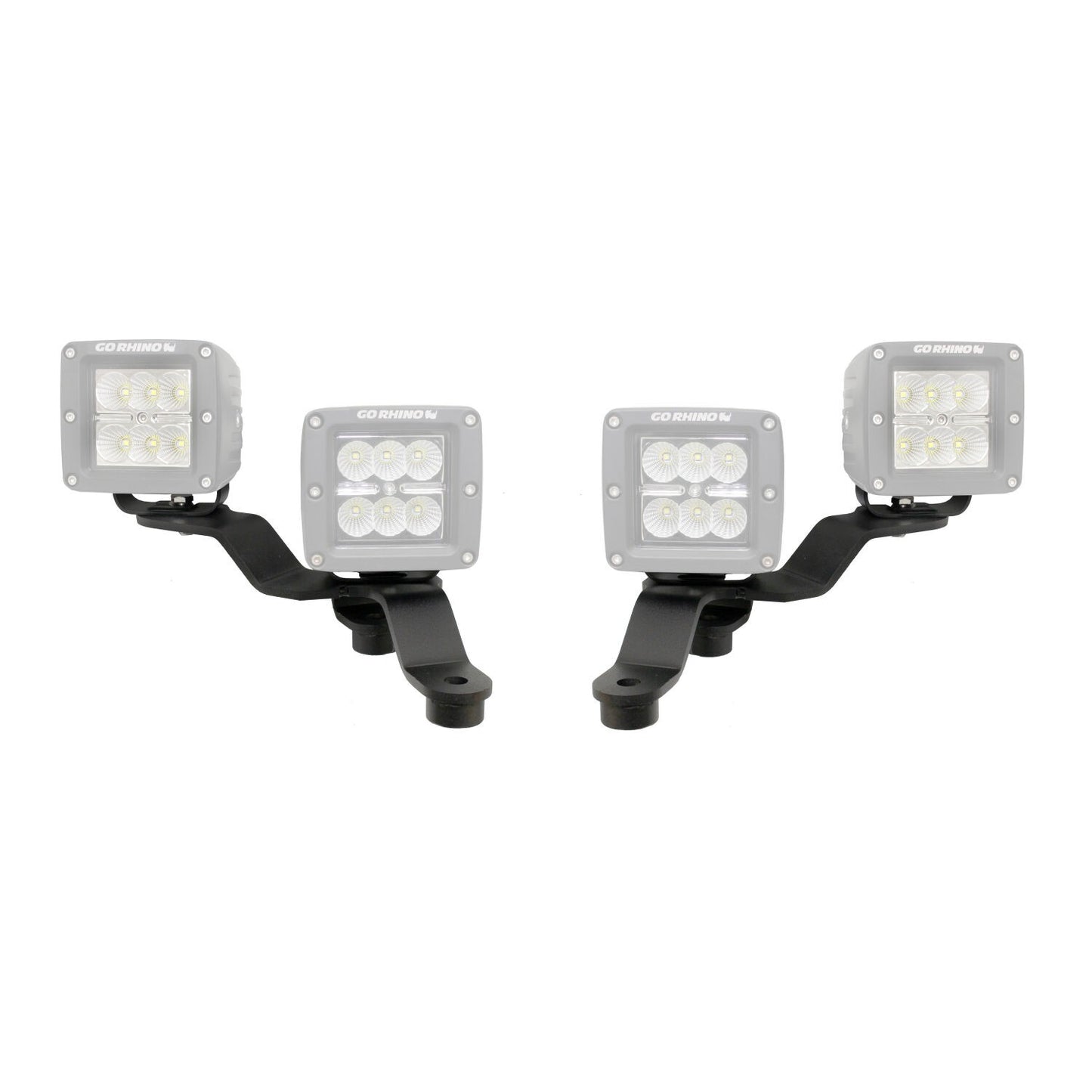 XE Windshield Cowl Light Mount Two 3 Inch X 3 Inch Industry Standard Cube LED's Textured Black 2018-2026 Jeep Wrangler JL 2020-2025 Jeep Gladiator Go Rhino-1
