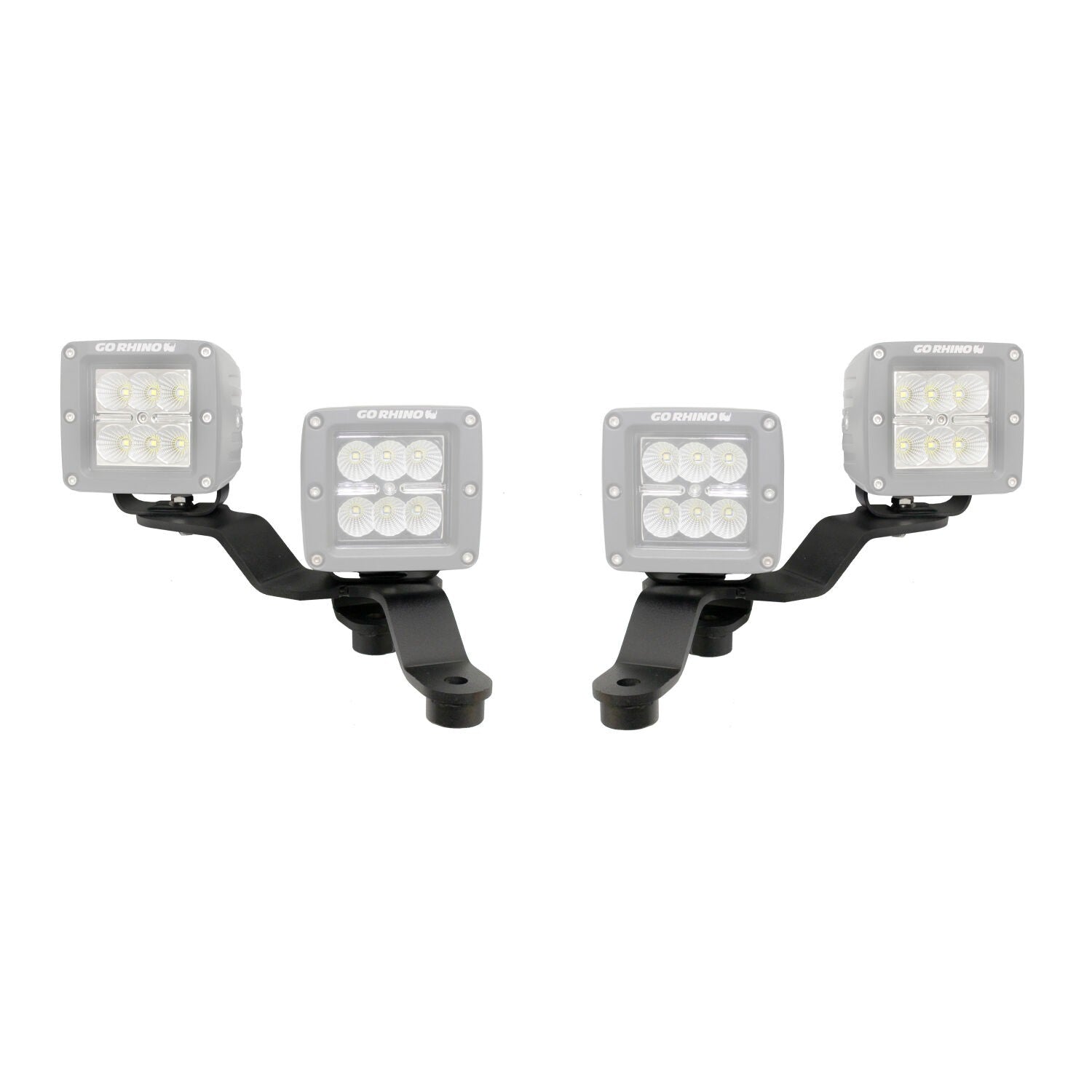 XE Windshield Cowl Light Mount Two 3 Inch X 3 Inch Industry Standard Cube LED's Textured Black 2018-2026 Jeep Wrangler JL 2020-2025 Jeep Gladiator Go Rhino-1