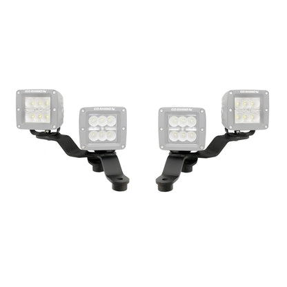 XE Windshield Cowl Light Mount Two 3 Inch X 3 Inch Industry Standard Cube LED's Textured Black 2018-2026 Jeep Wrangler JL 2020-2025 Jeep Gladiator Go Rhino-1