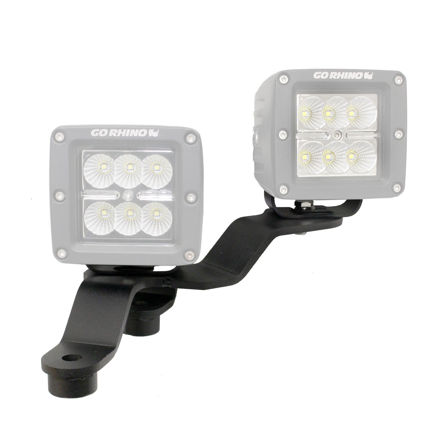 XE Windshield Cowl Light Mount Two 3 Inch X 3 Inch Industry Standard Cube LED's Textured Black 2018-2026 Jeep Wrangler JL 2020-2025 Jeep Gladiator Go Rhino-2