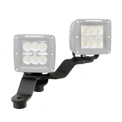 XE Windshield Cowl Light Mount Two 3 Inch X 3 Inch Industry Standard Cube LED's Textured Black 2018-2026 Jeep Wrangler JL 2020-2025 Jeep Gladiator Go Rhino-2