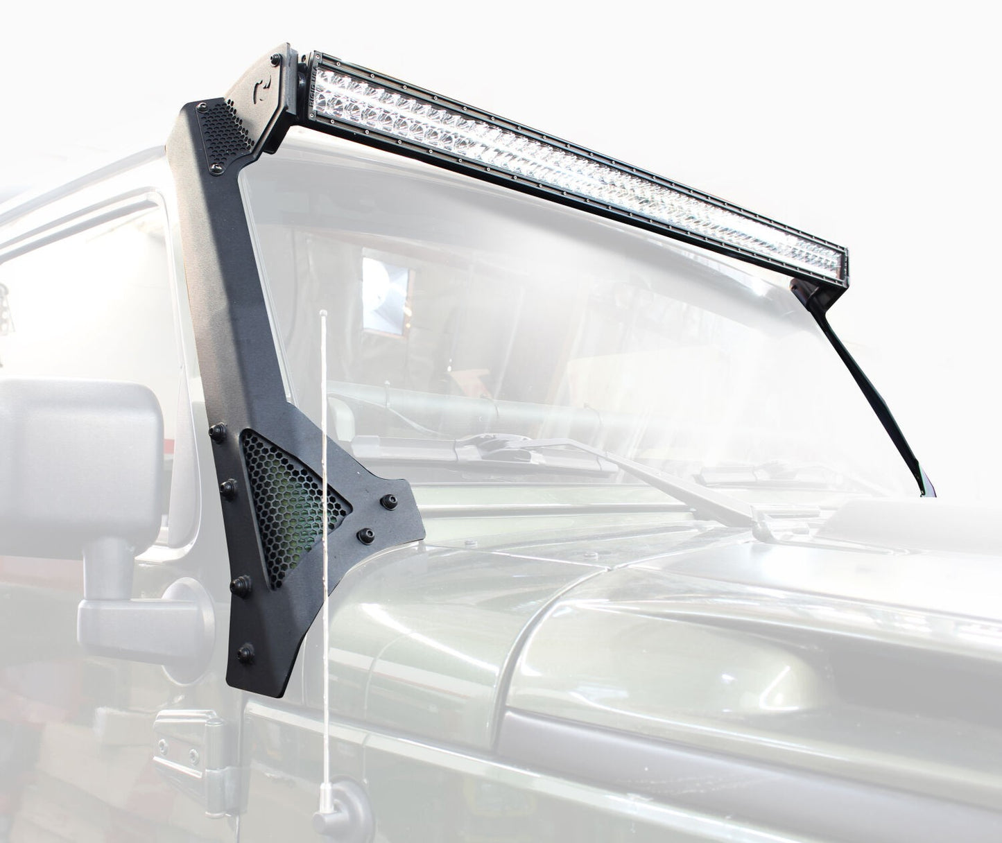 XE Windshield Light Bar Mount Textured Black For 2007-2018 Jeep Wrangler JK Go Rhino