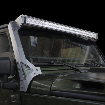 XE Windshield Light Bar Mount Textured Black For 2007-2018 Jeep Wrangler JK Go Rhino-1