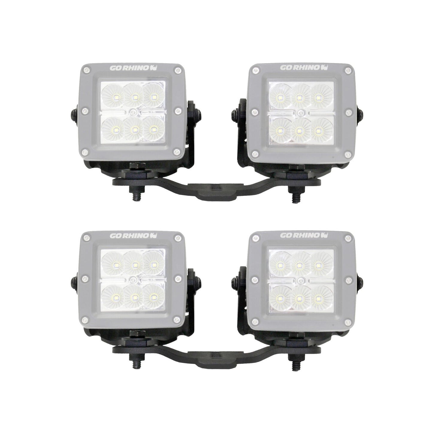 XE Hood Hinge Light Mount for Two 3 Inch X 3 Inch Standard Cube LED's Textured Black 2018-2026 Jeep Wrangler JL 2020-2025 Jeep Gladiator Go Rhino