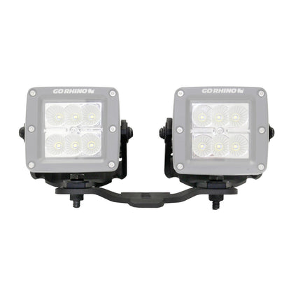 XE Hood Hinge Light Mount for Two 3 Inch X 3 Inch Standard Cube LED's Textured Black 2018-2026 Jeep Wrangler JL 2020-2025 Jeep Gladiator Go Rhino-1