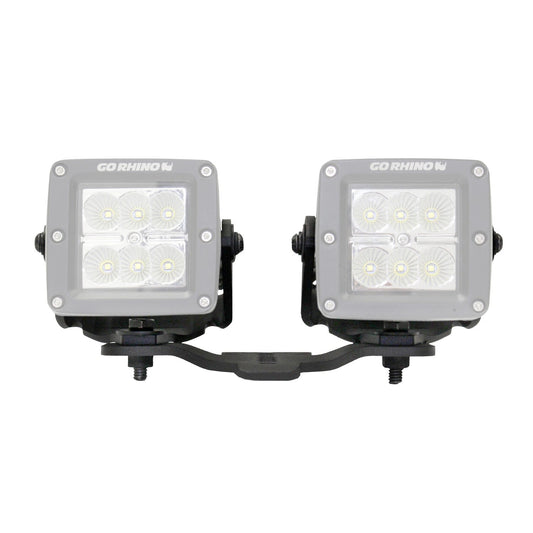 XE Hood Hinge Light Mount for Two 3 Inch X 3 Inch Standard Cube LED's Textured Black 2018-2026 Jeep Wrangler JL 2020-2025 Jeep Gladiator Go Rhino-1