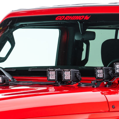XE Hood Hinge Light Mount for Two 3 Inch X 3 Inch Standard Cube LED's Textured Black 2018-2026 Jeep Wrangler JL 2020-2025 Jeep Gladiator Go Rhino-4