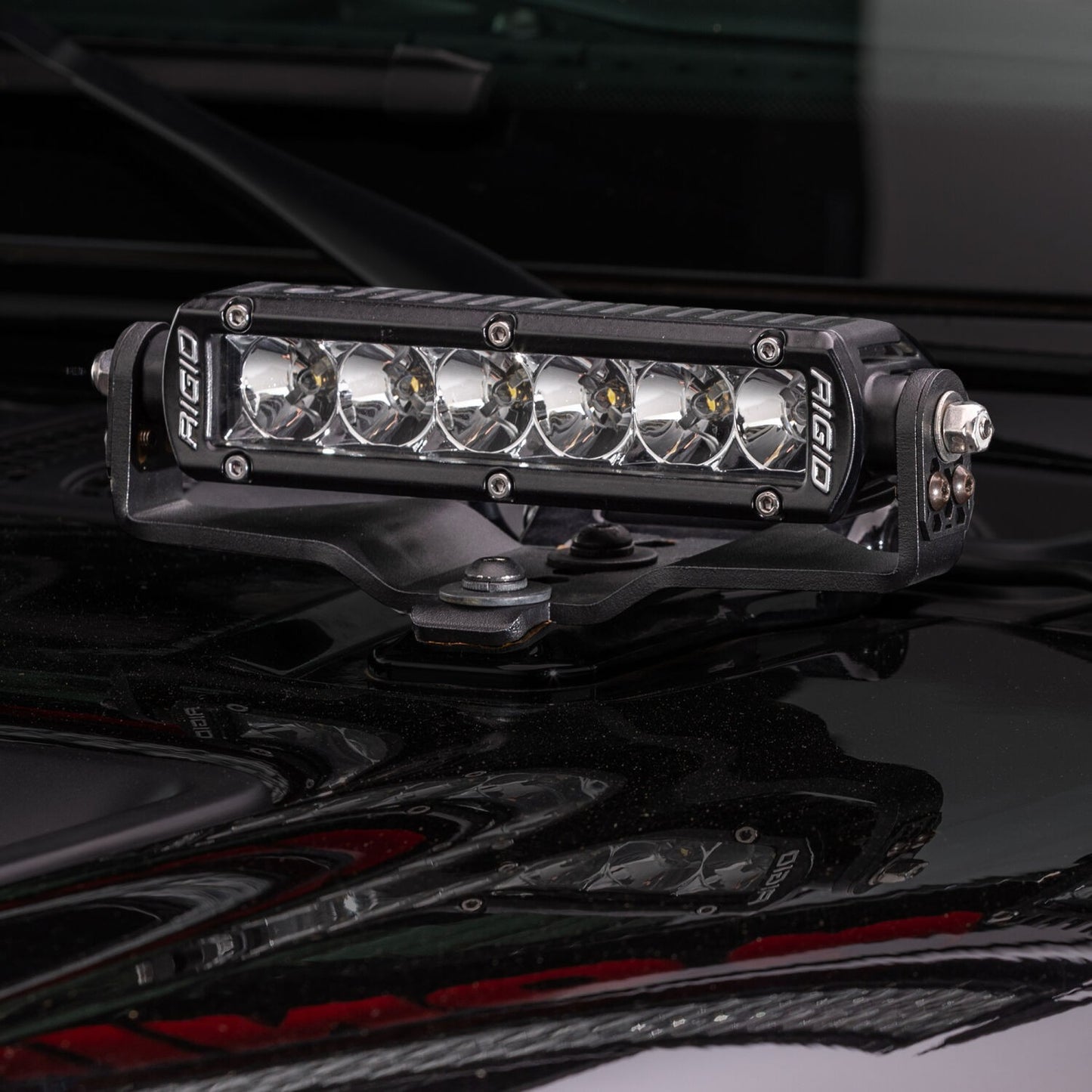 XE Hood Hinge Light Mount for Two 6 Inch Single Row LED Bars Textured Black 2018-2026 Jeep Wrangler JL 2020-2025 Jeep Gladiator Go Rhino-2