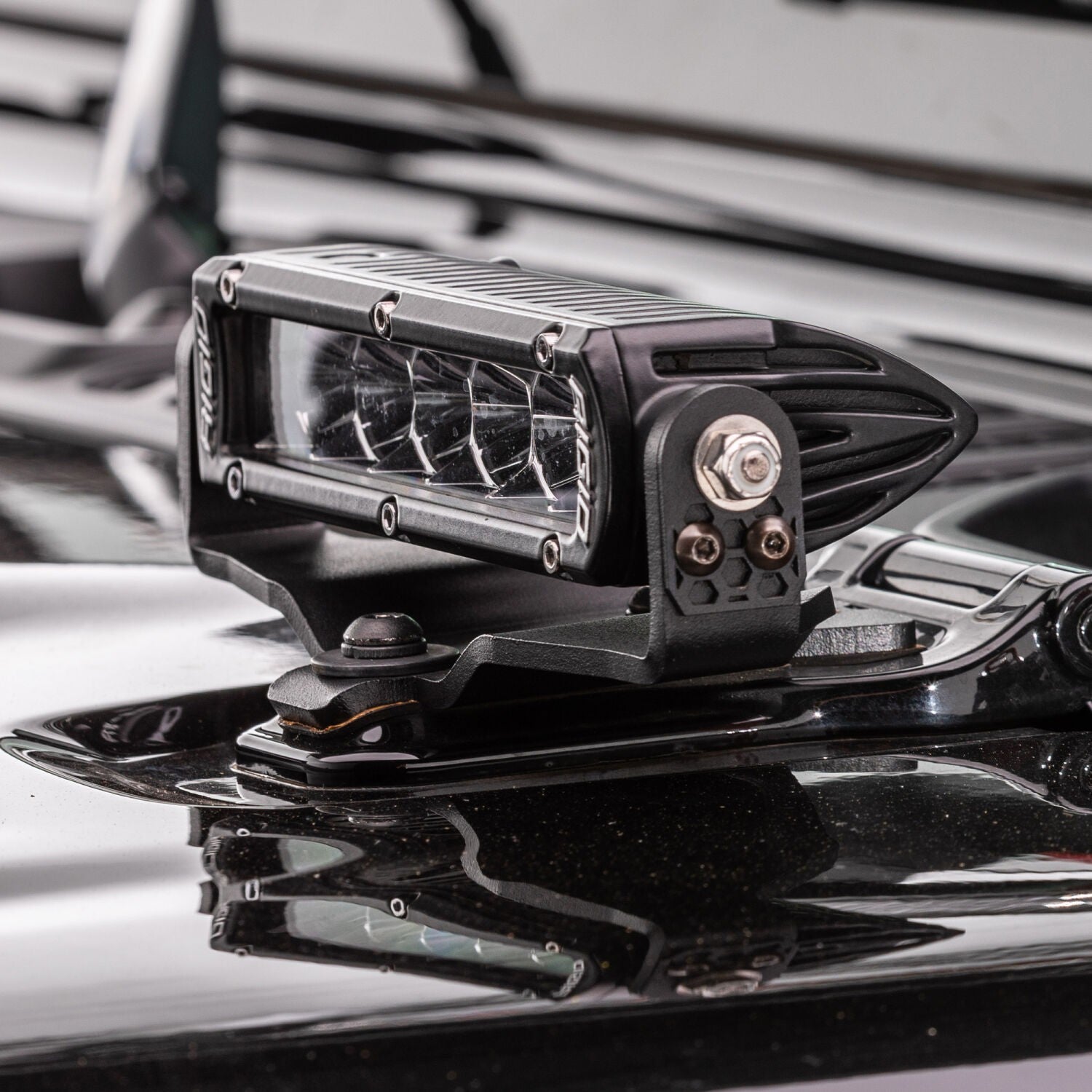 XE Hood Hinge Light Mount for Two 6 Inch Single Row LED Bars Textured Black 2018-2026 Jeep Wrangler JL 2020-2025 Jeep Gladiator Go Rhino-3