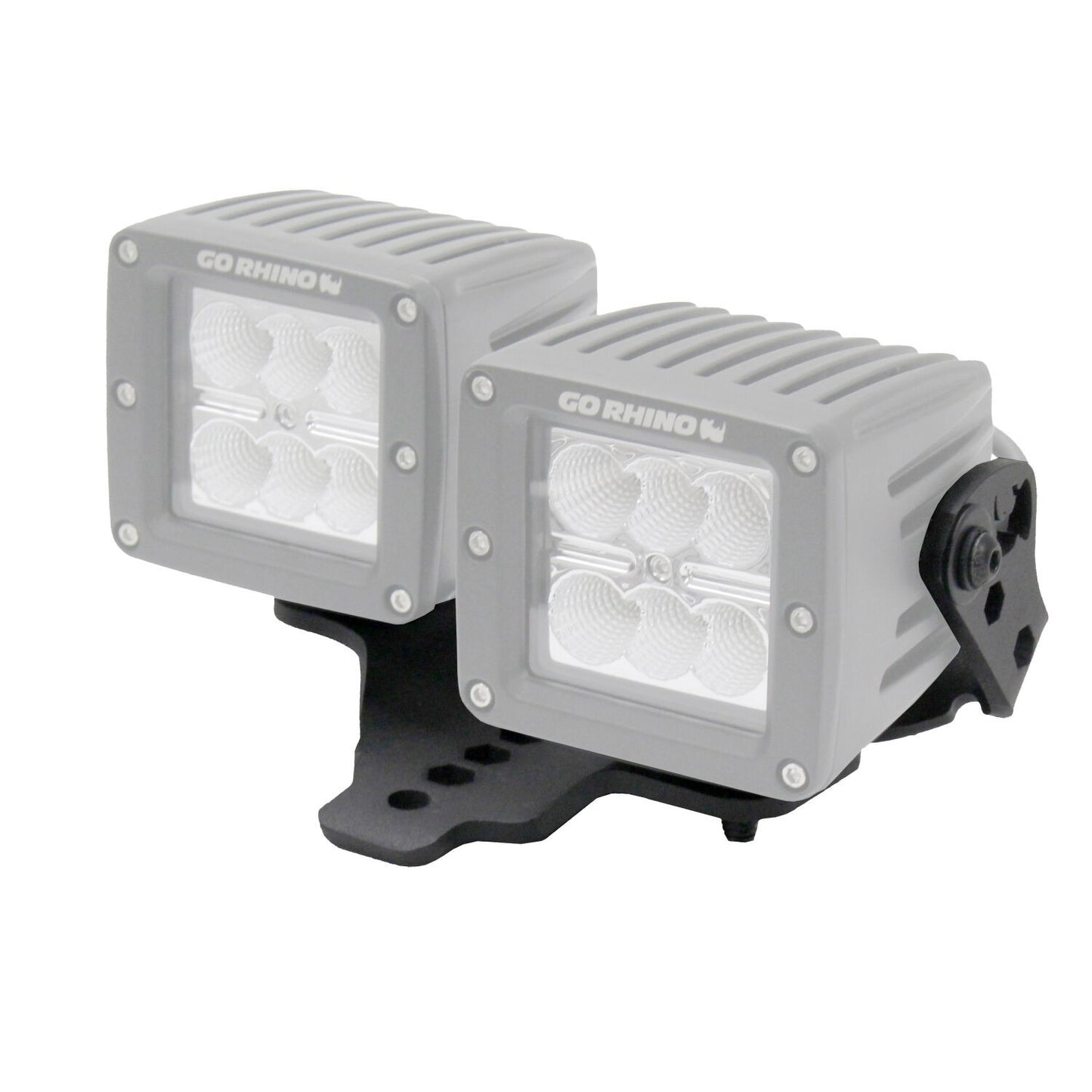 XE Hood Hinge Light Mount for Two 3 Inch X 3 Inch Dual cube LED's Textured Black 2018-2026 Jeep Wrangler JL 2020-2025 Jeep Gladiator Go Rhino-1