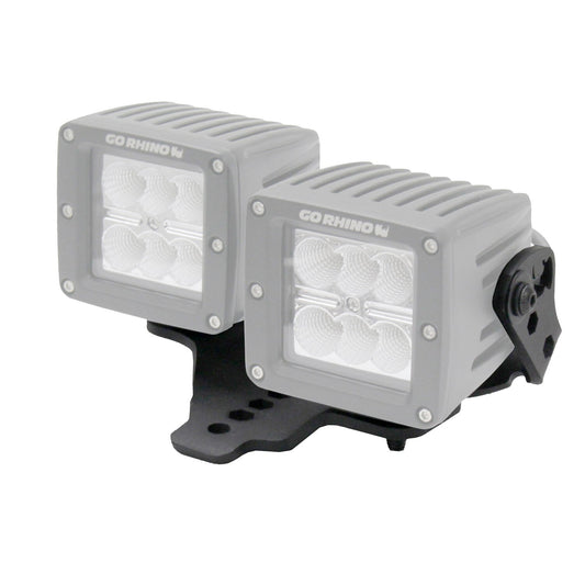 XE Hood Hinge Light Mount for Two 3 Inch X 3 Inch Dual cube LED's Textured Black 2018-2026 Jeep Wrangler JL 2020-2025 Jeep Gladiator Go Rhino-1