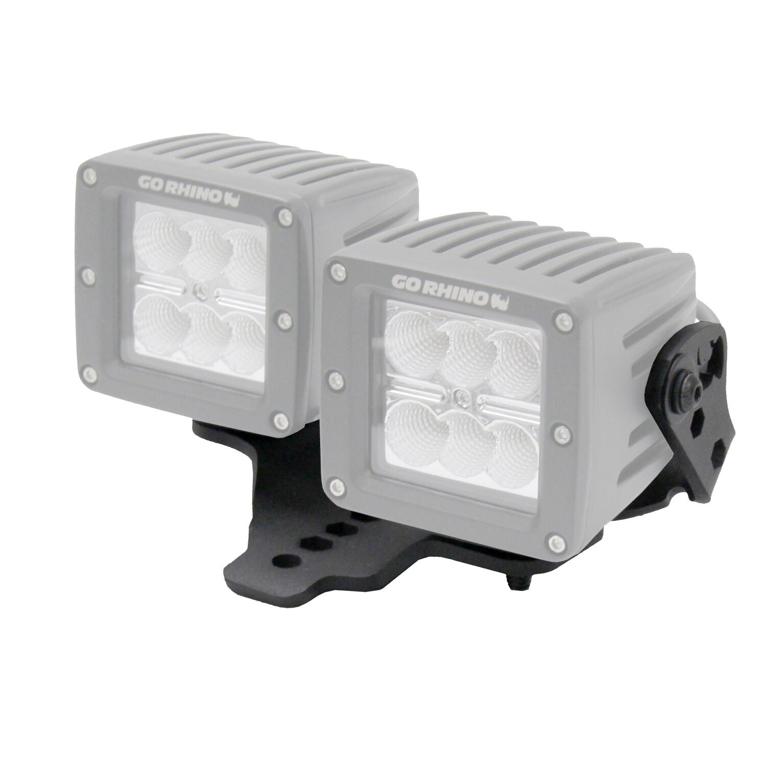 XE Hood Hinge Light Mount for Two 3 Inch X 3 Inch Dual cube LED's Textured Black 2018-2026 Jeep Wrangler JL 2020-2025 Jeep Gladiator Go Rhino-1