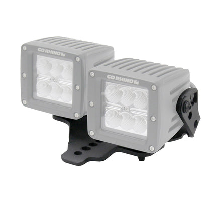 XE Hood Hinge Light Mount for Two 3 Inch X 3 Inch Dual cube LED's Textured Black 2018-2026 Jeep Wrangler JL 2020-2025 Jeep Gladiator Go Rhino-1