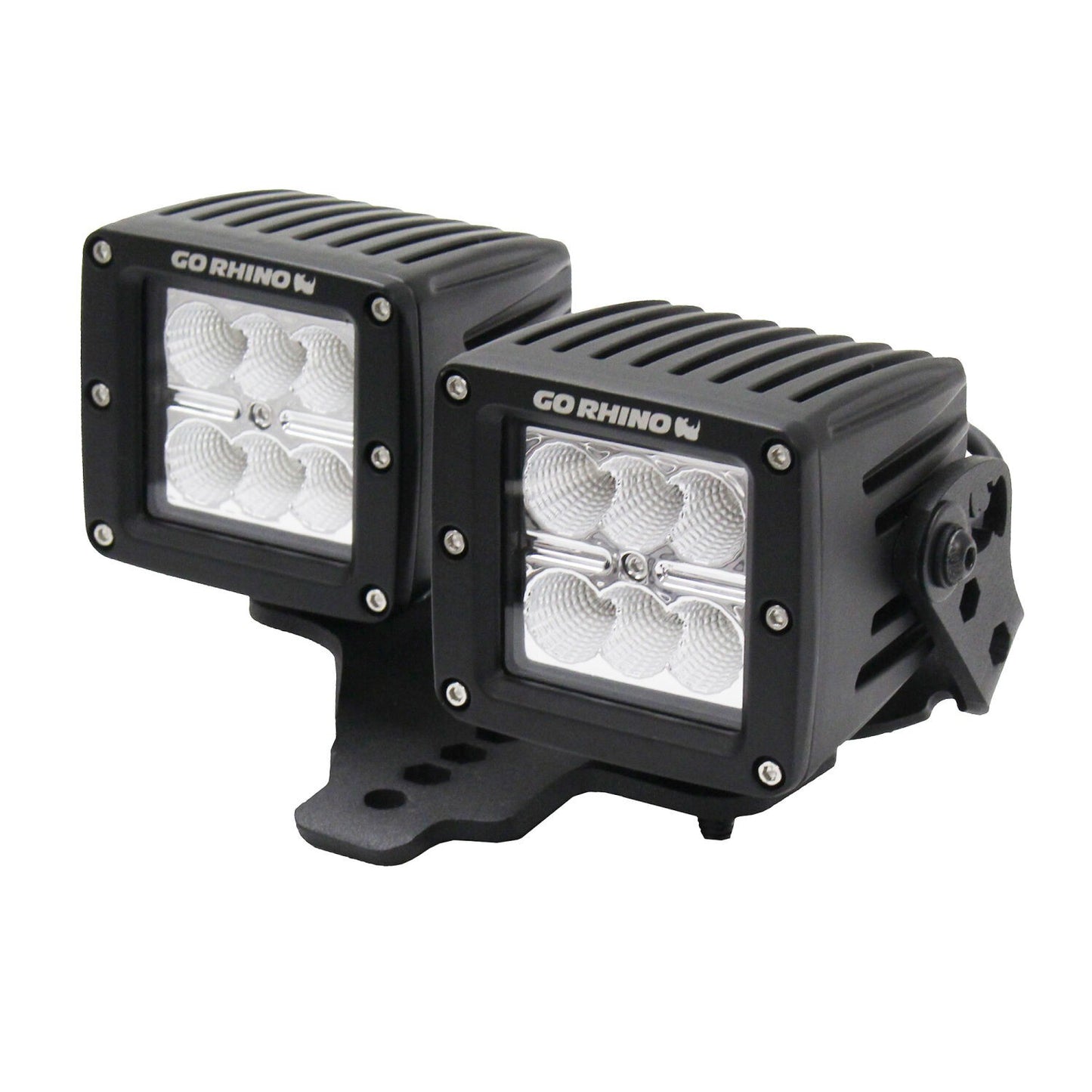 XE Hood Hinge Light Mount for Two 3 Inch X 3 Inch Dual cube LED's Textured Black 2018-2026 Jeep Wrangler JL 2020-2025 Jeep Gladiator Go Rhino-2