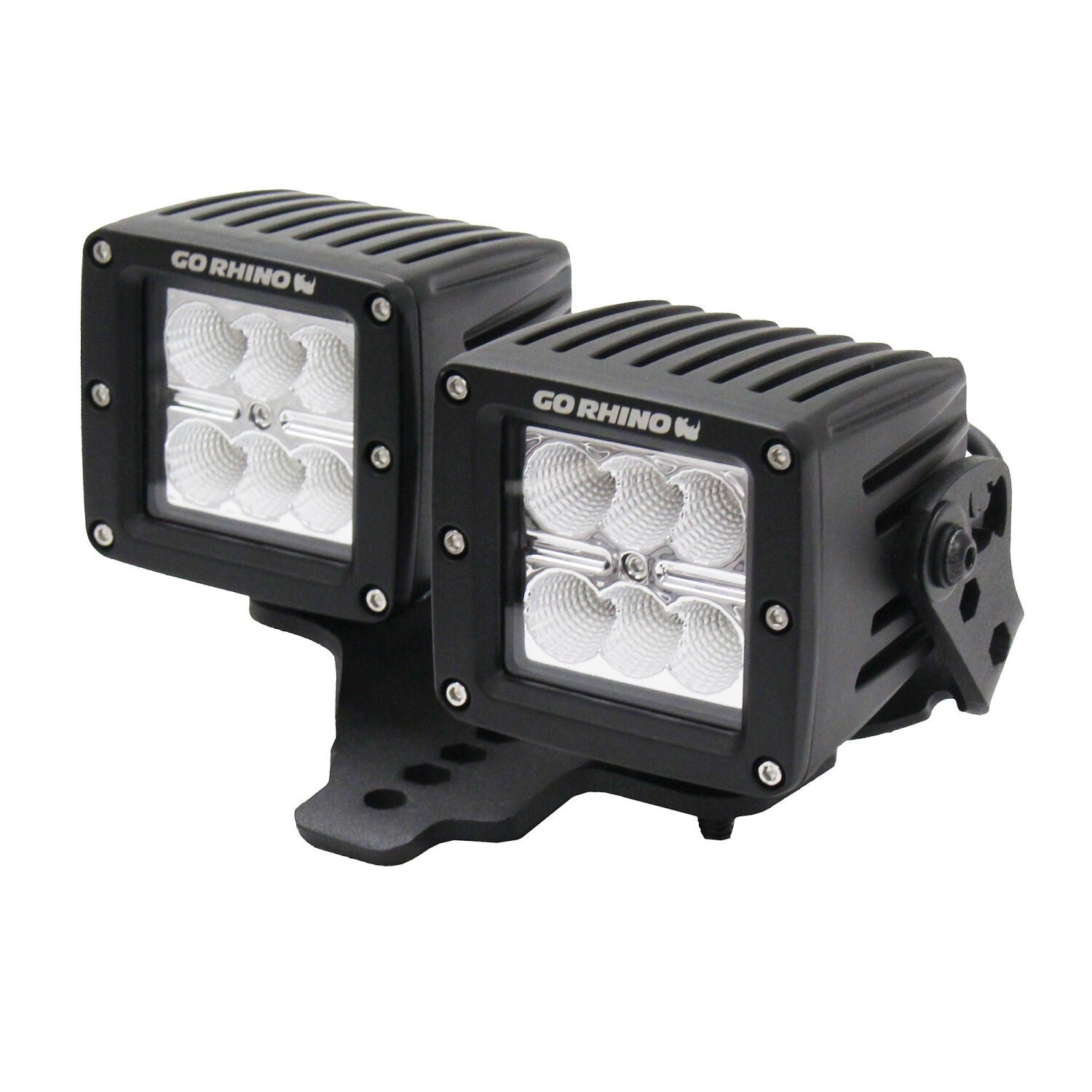 XE Hood Hinge Light Mount for Two 3 Inch X 3 Inch Dual cube LED's Textured Black 2018-2026 Jeep Wrangler JL 2020-2025 Jeep Gladiator Go Rhino-2
