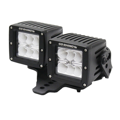 XE Hood Hinge Light Mount for Two 3 Inch X 3 Inch Dual cube LED's Textured Black 2018-2026 Jeep Wrangler JL 2020-2025 Jeep Gladiator Go Rhino-2