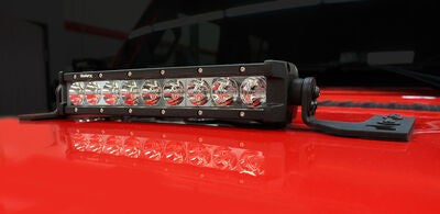 XE Center Hood Light Mount for a 10 Inch Single Row LED Bar Textured Black 2018-2026 Jeep Wrangler JL 2020-2025 Jeep Gladiator Go Rhino-1