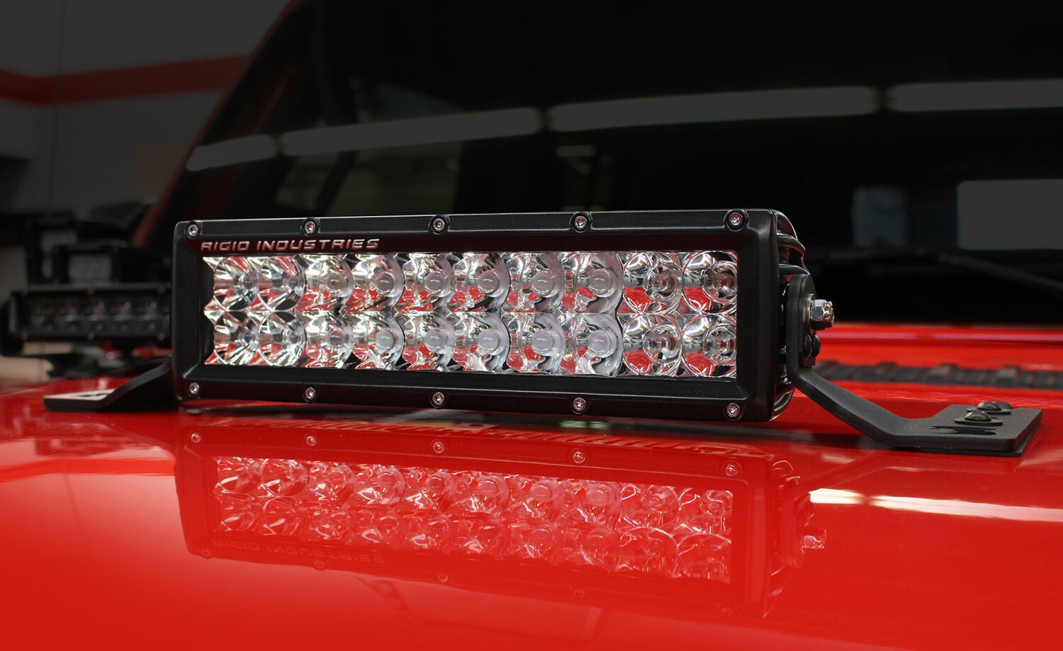 XE Center Hood Light Mount for a 10 Inch Double Row LED Bar Textured Black 2018-2026 Jeep Wrangler JL 2020-2025 Jeep Gladiator Go Rhino-4