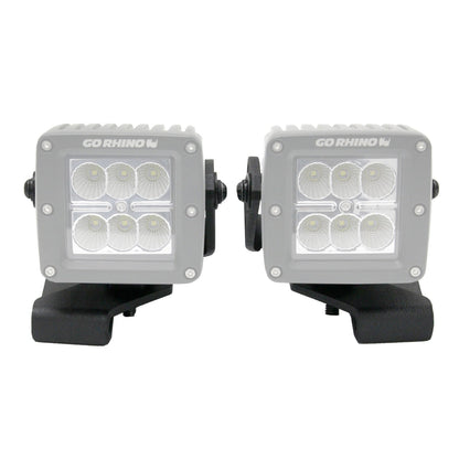 XE Center Hood Light Mount for 3 inch Cube LED Lights Textured Black 2018-2026 Jeep Wrangler JL 2020-2025 Jeep Gladiator Go Rhino
