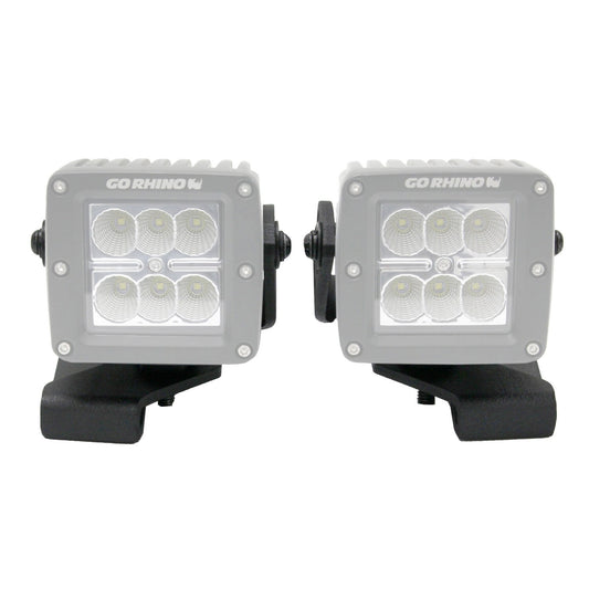 XE Center Hood Light Mount for 3 inch Cube LED Lights Textured Black 2018-2026 Jeep Wrangler JL 2020-2025 Jeep Gladiator Go Rhino