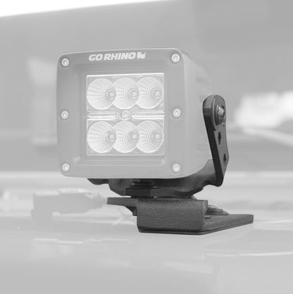 XE Center Hood Light Mount for 3 inch Cube LED Lights Textured Black 2018-2026 Jeep Wrangler JL 2020-2025 Jeep Gladiator Go Rhino-1